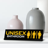 Signs ByLITA Unisex Bathroom Black Frame, Desk Sign (2x8")