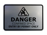 Signs ByLITA Classic Framed Danger: Confined Space - Entry by Permit Only Door or Wall Sign Easy Installation | Health And Safety | Building And Warning Signs