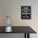 Portrait Round Plus Behind Every Strong Woman Is Herself Wall or Door Sign | Motivational Home Decor