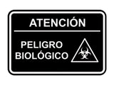Signs ByLITA Classic Framed Atención Peligro biológico Door or Wall Sign Easy Installation | Health And Safety | Building And Hospitality