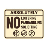 Signs ByLITA Classic Framed Absolutely No Loitering No Panhandling No Soliciting Wall or Door Sign