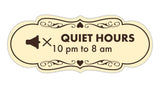 Signs ByLITA Designer Quiet Hours 10 pm to 8 am Wall or Door Sign
