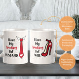 I love My Smoking Hot Husband and Wife 11oz Ceramic Mug (2 pack) | Pair of His and Hers Funny Romantic Novelty Mugs