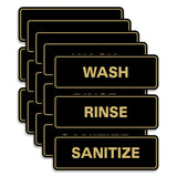 All Quality Standard WASH RINSE SANITIZE Set of 3 Bay Sink Signs - Restaurant & Commercial Kitchen Sink Signs - Easy to Install