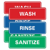 All Quality Standard WASH RINSE SANITIZE Set of 3 Bay Sink Signs - Restaurant & Commercial Kitchen Sink Signs - Easy to Install