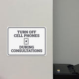 Classic Framed Plus Turn Off Cell Phones During Consultations Door or Wall Sign | Medical Facility Reception Patient Reminders
