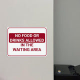 Classic Framed Plus No Food or Drinks Allowed in the Waiting Area Door or Wall Sign | Medical Facility Greeting & Reception