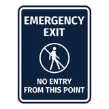 Signs ByLITA Portrait Round Emergency Exit No Entry from This Point ABS Plastic | Easy Installation | Elegant Design Wall or Door Sign