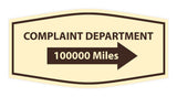 Signs ByLITA Fancy Complaint Dept. 100000 Miles Arrow Funny Office Wall or Door Sign