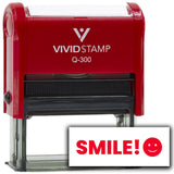 Vivid Stamp SMILE! Self-Inking Rubber Stamps Teachers And Schools | Motivational Stamps For Children | Re-inkable Ink Pad