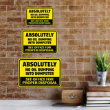 Classic Framed Plus Absolutely No Oil Dumping Into Dumpster See Office For Proper Disposal Wall or Door Sign | No Littering Sign