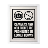 Designs ByLITA Cameras And Cell Phones Are Prohibited In Locker Rooms, Wall Print Art | Retail Store Decoration (Unframed or Framed)