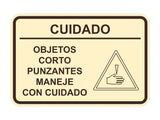 Signs ByLITA Classic Framed Cuidado Objetos Corto Punzantes Maneje con cuidado Door or Wall Sign Easy Installation | Health And Safety | Building And Hospitality