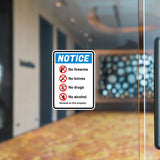 Portrait Round Plus Notice No Firearms No Knives No Drugs No Alcohol Allowed On This Property Wall or Door Sign | Safety Signage