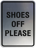 Signs ByLITA Portrait Round Shoes off please Sign - Laser-Engraved Lettering | Durable ABS Plastic | Vibrant Colors | Powerful Foam Tape