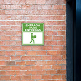Square Plus Entrada Para Entregas Wall or Door Sign | Spanish | Health & Safety Warehouse Business Signage