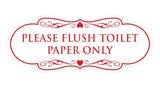 Designer Please Flush Toilet Paper Only Wall or Door Sign