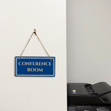 Conference Room 5" x 10" Hanging Wall or Door Sign | Legal and Court House Rustic Twine Signage