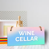 Wine Cellar 5x10 Hanging Plus Wall or Door Sign | Rustic Twine | Range of Vibrant Decor Styles | Room Signs For Home and Business