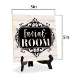 Facial Room 5"x 5" Square Table Sign With Acrylic Easel | Home & Office Decor