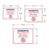 Classic Framed Plus Parents: Keep Children’s Belongings Off the Floor Door or Wall Sign | Child Safety Business Signs