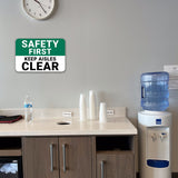 Classic Framed Plus Safety First Keep Aisles Clear Door or Wall Sign | Health & Safety Signage