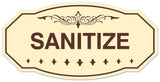 Signs ByLITA Victorian Sanitize Sign - Laser-Engraved Lettering | Durable ABS Plastic | Vibrant Colors | Powerful Foam Tape Wall or Door Sign