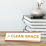 Clean Space, Golden Gold Frame, Desk Sign (2x8")
