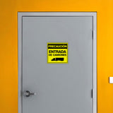 Square Plus Precaución Entrada De Camiones Wall or Door Sign | Spanish | Health & Safety Warehouse Business Signage