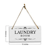 Laundry Room 5x10 Hanging Plus Wall or Door Sign | Rustic Twine | Range of Vibrant Decor Styles | Room Signs For Home and Business