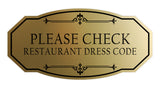 Signs ByLITA Victorian Please Check Restaurant Dress Code Wall or Door Sign