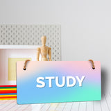 Study 5x10 Hanging Plus Wall or Door Sign | Rustic Twine | Range of Vibrant Decor Styles | Room Signs For Home and Business