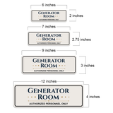 Standard Plus Generator Room — Authorized Personnel Only — Wall or Door Sign | Specialist Room - Sign
