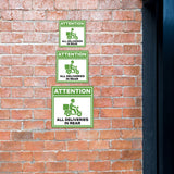 Square Plus Attention All Deliveries in Rear Wall or Door Sign | Health & Safety Warehouse Business Signage