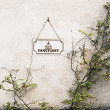 Sanctuary 5x10 Hanging Plus Wall or Door Sign | Religious Rustic Wood Sign