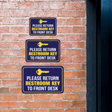 Classic Framed Plus Please Return Restroom Key To Front Desk Wall or Door Sign | Friendly Public Bathroom Signage