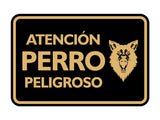 Signs ByLITA Classic Framed Atención Perro Peligroso Graphic Spanish Security Wall or Door Sign