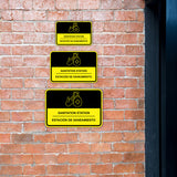 Classic Framed Plus Sanitation Station Wall or Door Sign | Bilingual Spanish and English Workplace Safety Signage
