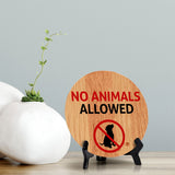 No Animals Allowed Circle Table Sign with Acrylic Stand (5x5") | Public Spaces Signage