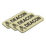 Deacon, 1 x 3" Name Tag/Badge, Praying Hands Design (3 Pack)