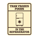 Signs ByLITA Portrait Round Thaw Frozen Foods In The Refrigerator Door or Wall Sign Durable ABS Plastic | Laser Engraved | Easy Installation | Kitchen | Hygiene