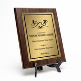 Triathlon Customizable Wooden Award Plaque | Easel Mount Option | Achievement and Recognition Personalizable Plaques