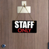 Staff Only 5x10 Hanging Plus Wall or Door Sign | Rustic Twine | Employees Only Business Signage