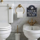 Please Be Neat & Wipe The Seat' Headstone ? Wall/Door Restroom & Hygiene Sign