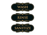 Signs ByLITA Designer Wash Rinse Sanitize Sign - Easy Installation | Durable Wall or Door Sign