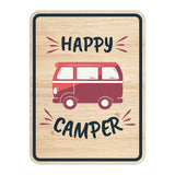Portrait Round Plus Happy Camper Door or Wall Sign | Camping RV Decoration