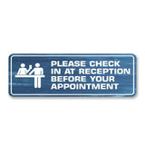 Standard Plus Please Check In At Reception Before Your Appointment Wall or Door Sign | Office Public Signage