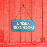 Unisex Restroom 5x10 Hanging Plus Wall or Door Sign | Public Spaces Decor