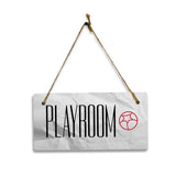 Playroom 5x10 Hanging Plus Wall or Door Sign | Rustic Twine | Range of Vibrant Decor Styles | Room Signs For Home and Business