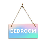 Bedroom 5x10 Hanging Plus Wall or Door Sign | Rustic Twine | Range of Vibrant Decor Styles | Room Signs For Home and Business